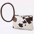 ADBG1841 American Darling Western Wristlet Bag with Hair-On Cowhide and Hand-Tooled Floral Detail: ADBG1841