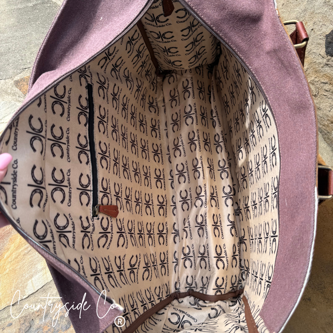 Open Range Tooled Leather and Cowhide Weekender