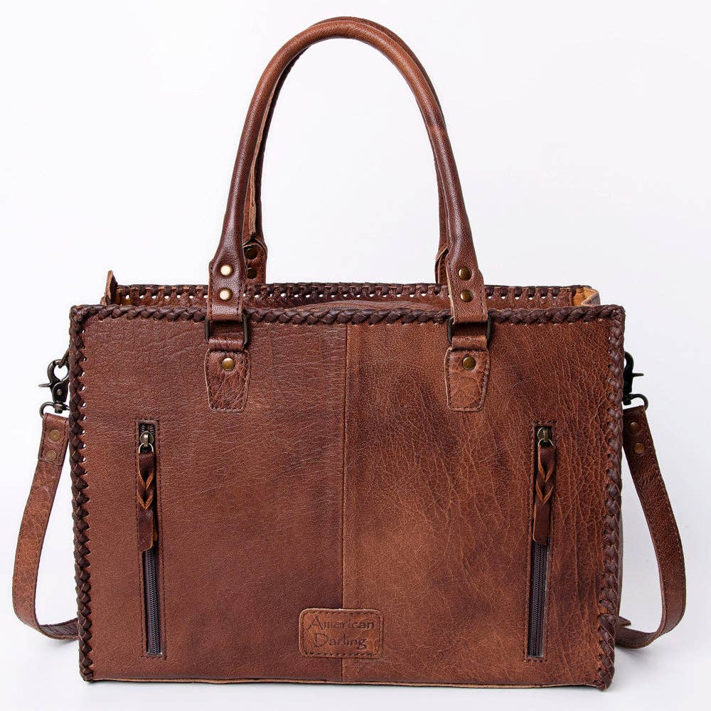 ADBG235 American Darling Western Leather Cross body Bag - Crocodile Embossed Braided Handbag: ADBG235A