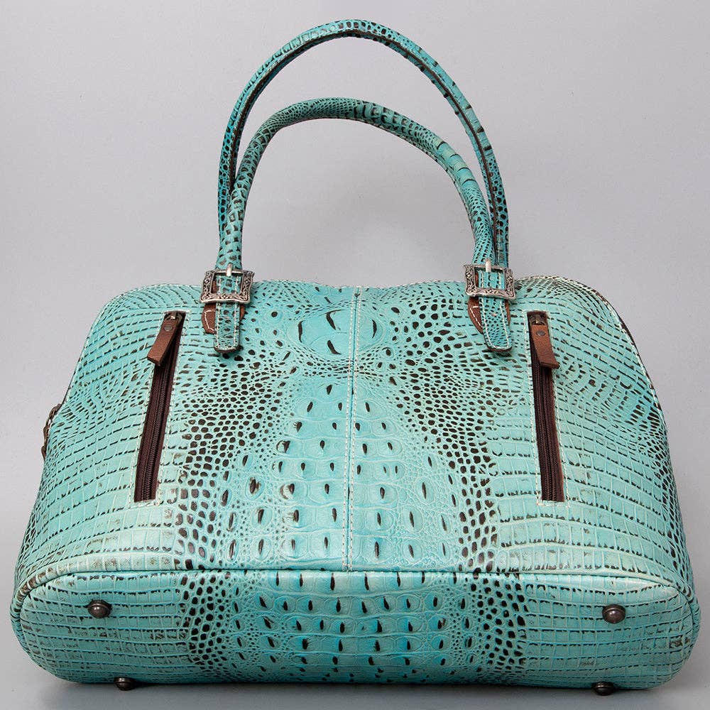 ADBG986 Croc Embossed Leather Western Tote Bag Structured Handbag by American Darling: ADBG986