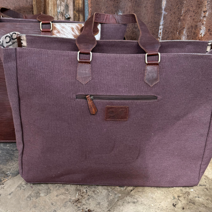 Open Range Tooled Leather and Cowhide Weekender