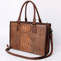 ADBG235 American Darling Western Leather Cross body Bag - Crocodile Embossed Braided Handbag: ADBG235A