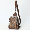 ADBG1543 American Darling Handcrafted Western Leather Sling Bag with Hair-On Cowhide & Hand-Tooled Details: ADBG1543C