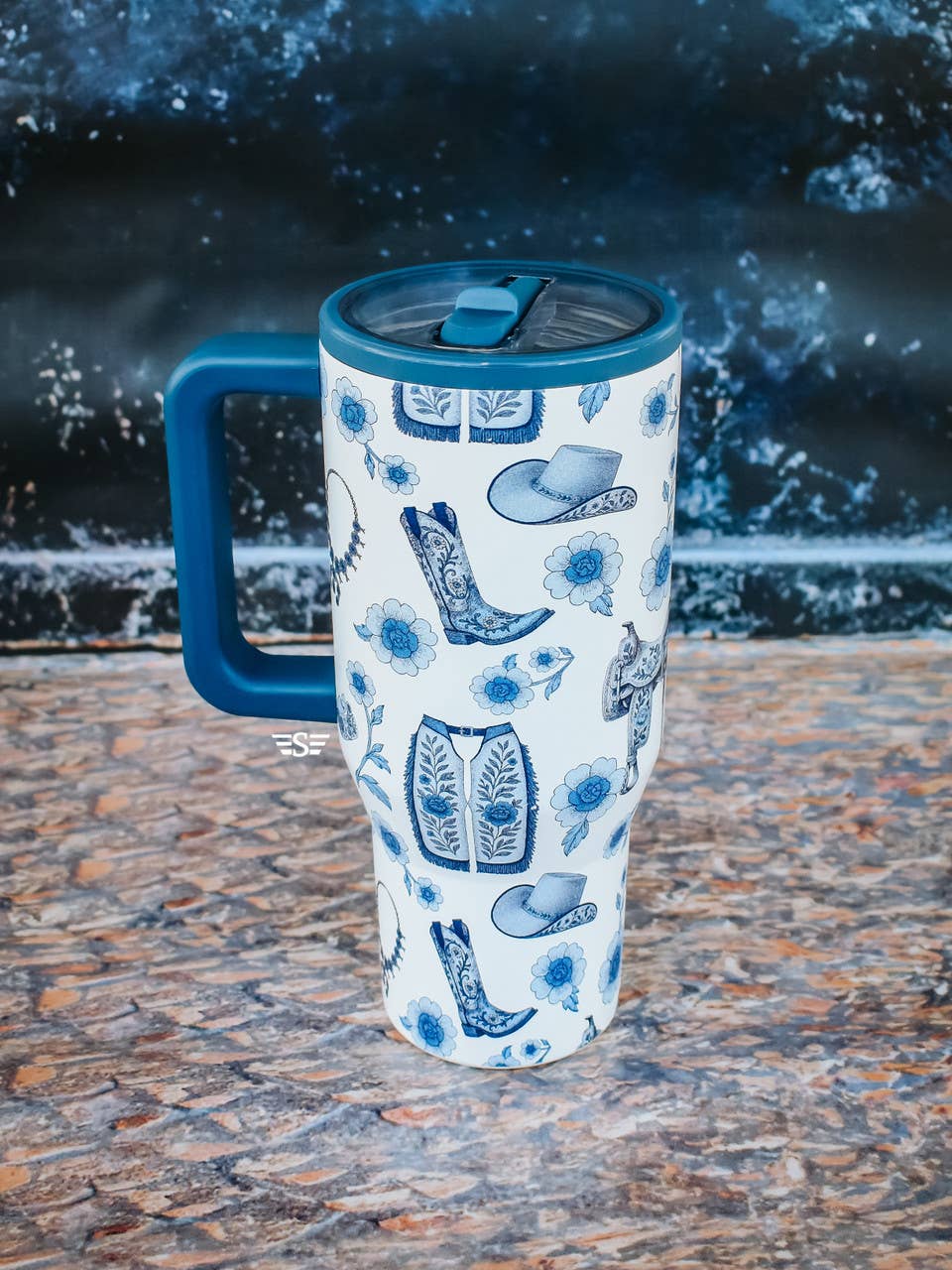 Western Chinoiserie Flip Top Tumbler: 40oz