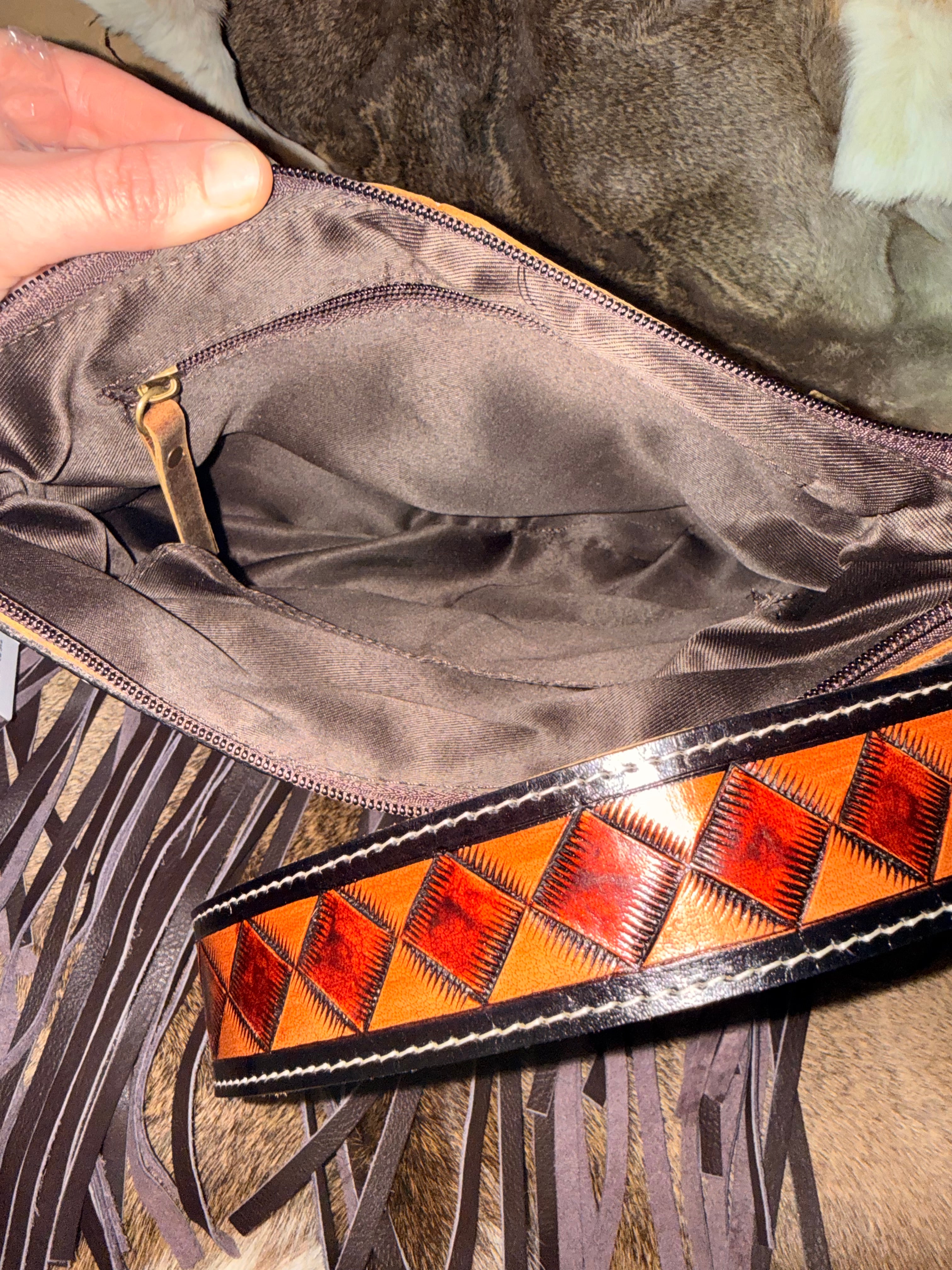 Checkered Leather Crossbody