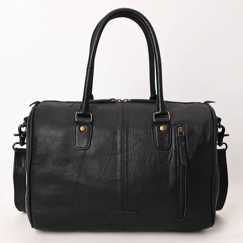 ADBG1562C American Darling Black Crocodile Embossed Western Leather Speedy Bag Genuine Vegetable Tanned Travel Bag: ADBG1562C