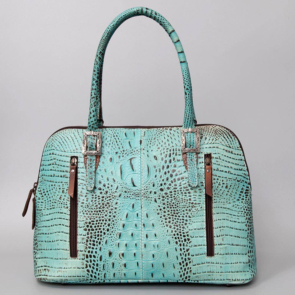 ADBG986 Croc Embossed Leather Western Tote Bag Structured Handbag by American Darling: ADBG986