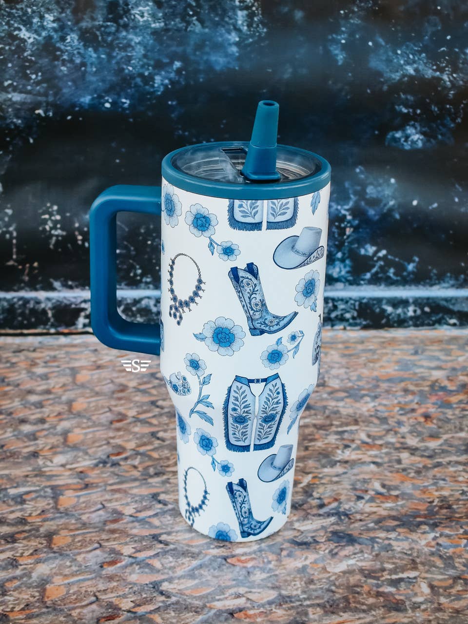 Western Chinoiserie Flip Top Tumbler: 40oz