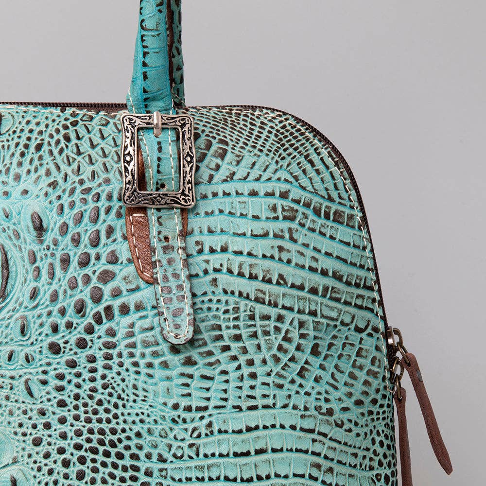 ADBG986 Croc Embossed Leather Western Tote Bag Structured Handbag by American Darling: ADBG986