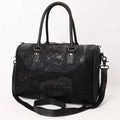 ADBG1562C American Darling Black Crocodile Embossed Western Leather Speedy Bag Genuine Vegetable Tanned Travel Bag: ADBG1562C